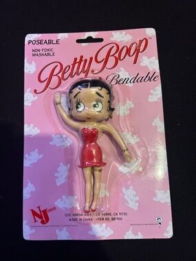 Betty Boop Bendable Poseable Doll - Red Dress on Pink Card